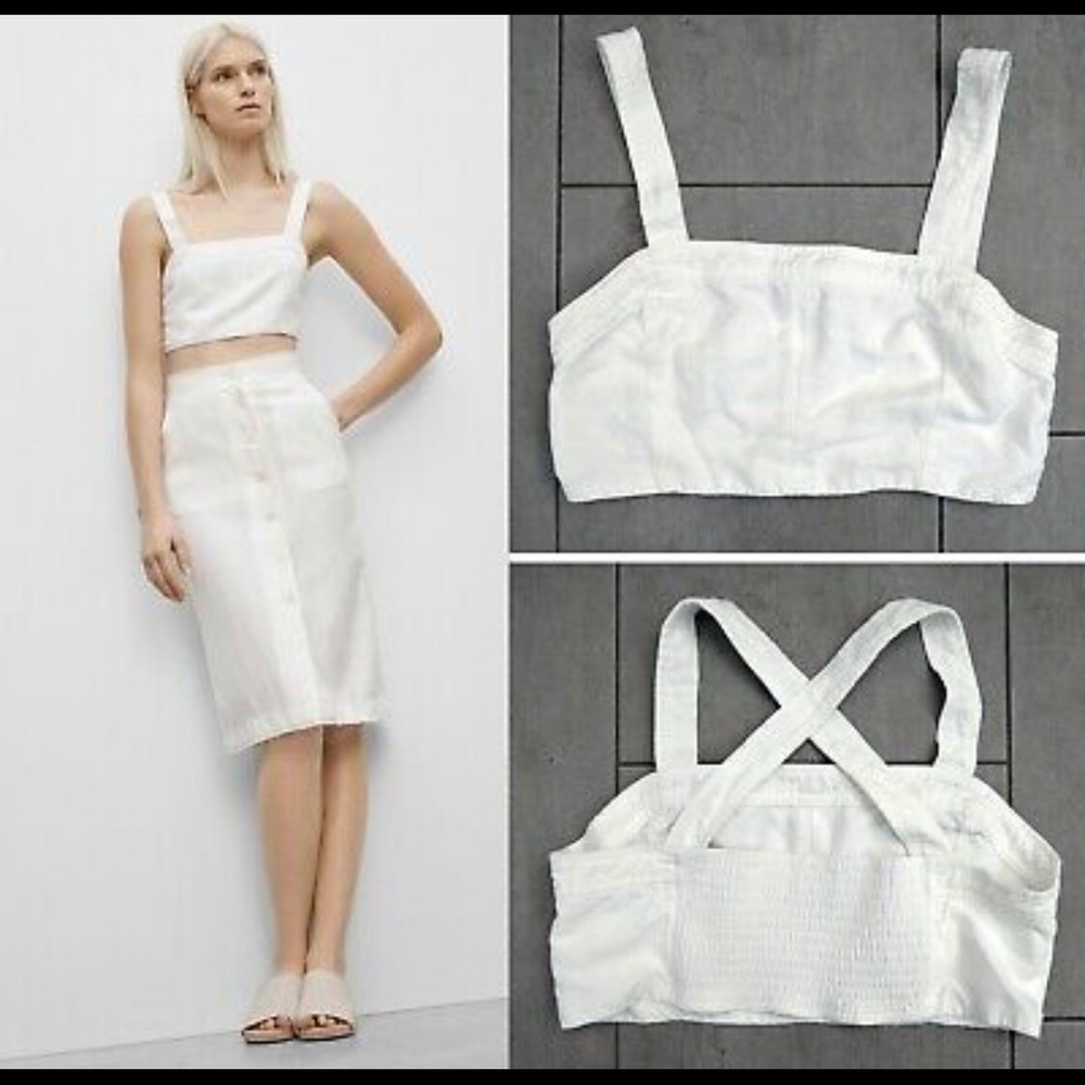 Wilfred Aritzia Tournus Linen Bra Crop Top